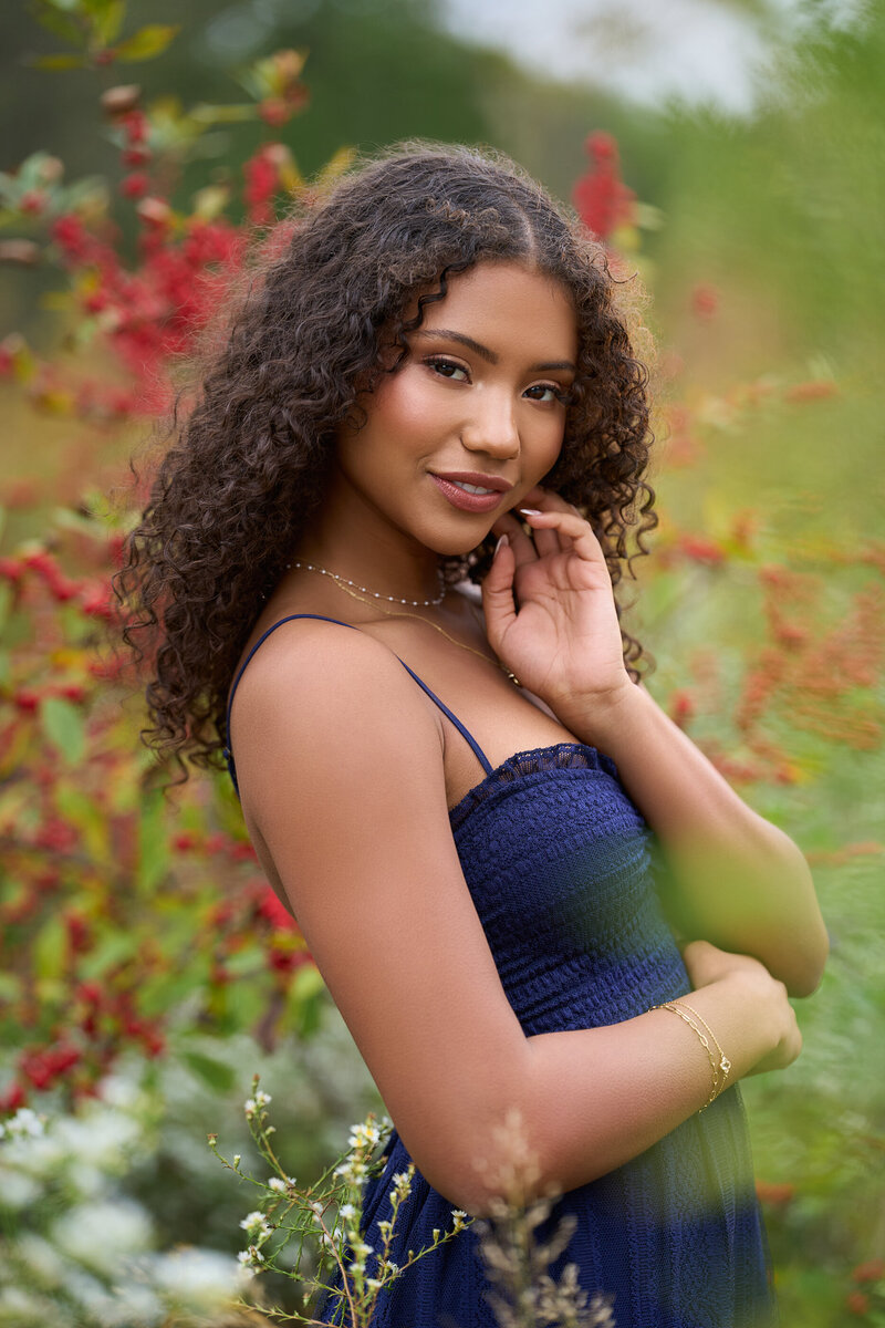 picture of high school senior girl in forest park