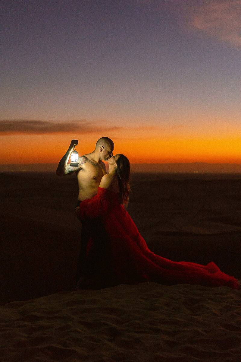 Sand Dune Elopement In A Red Dress 05