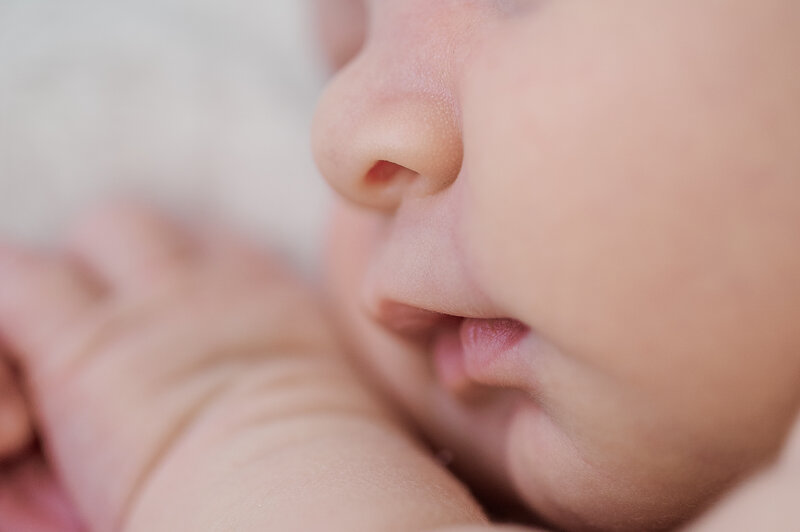 Close up of newborn baby by baltimore photographer