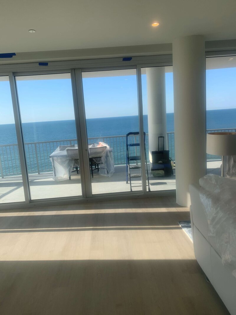 Removing scratches in glass windows in Perdido Key