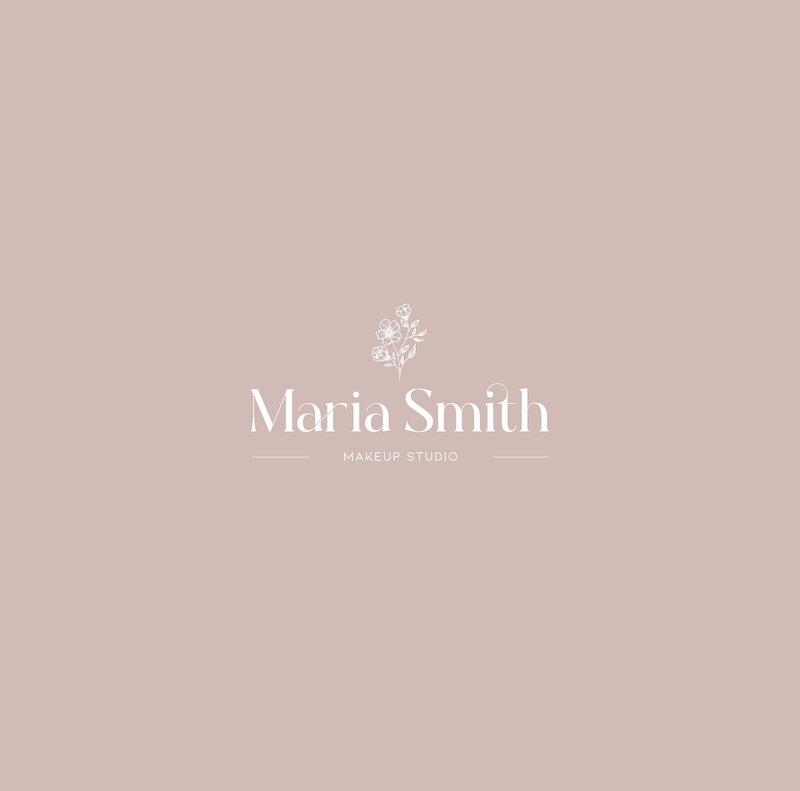 Feminine logo design for a wedding makeup artist, featuring a neutral color palette and elegant design.