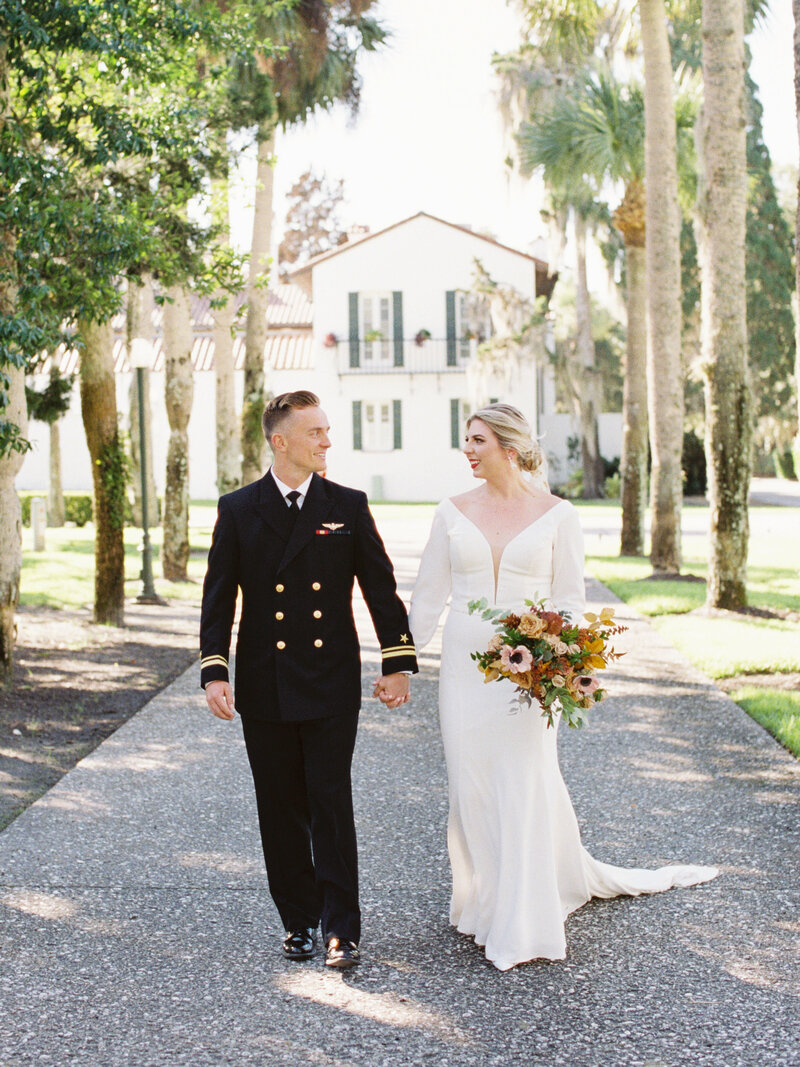 Bride and groom at Jekyll Island for their wedding