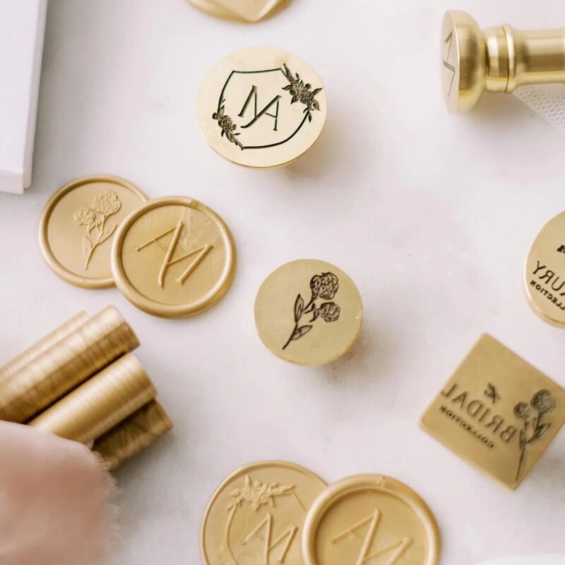 Gold wax seals for jewellery business feminine branding
