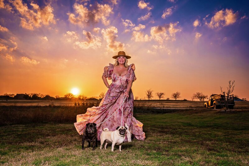 Dallas pug photoshoot at sunset