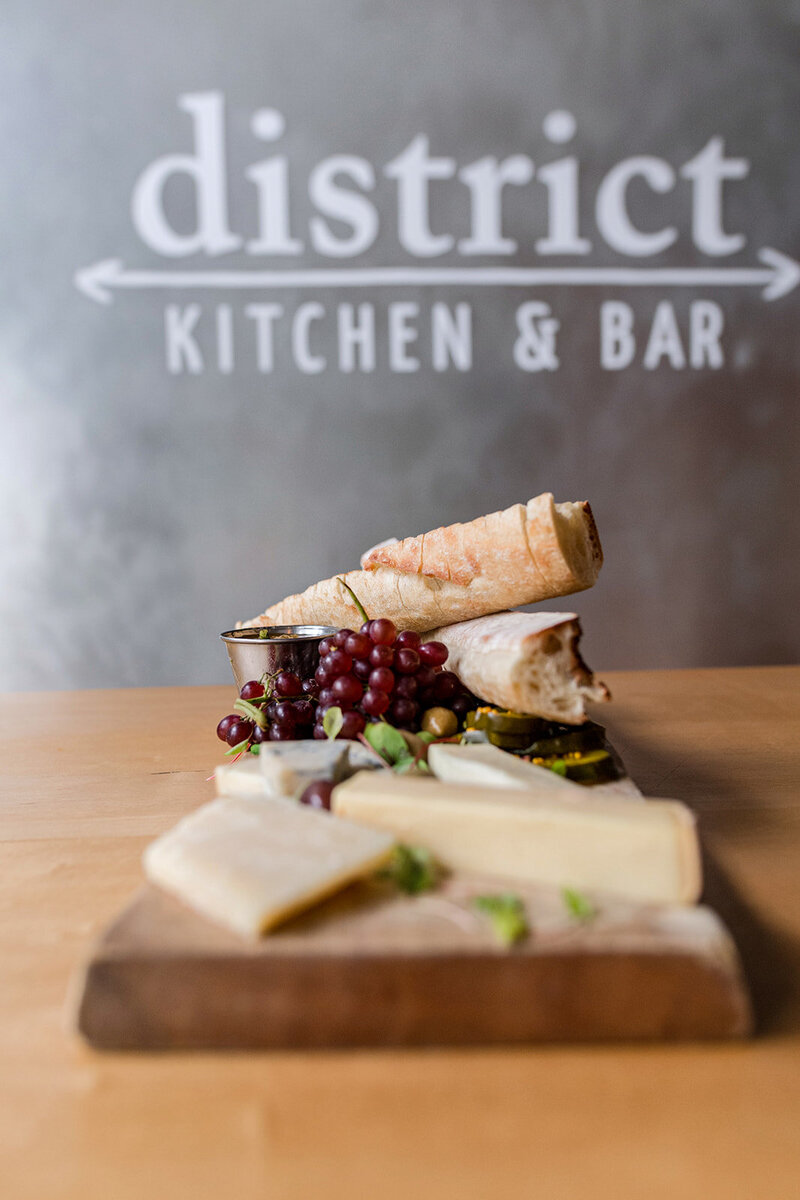 bread and cheese on cutting board