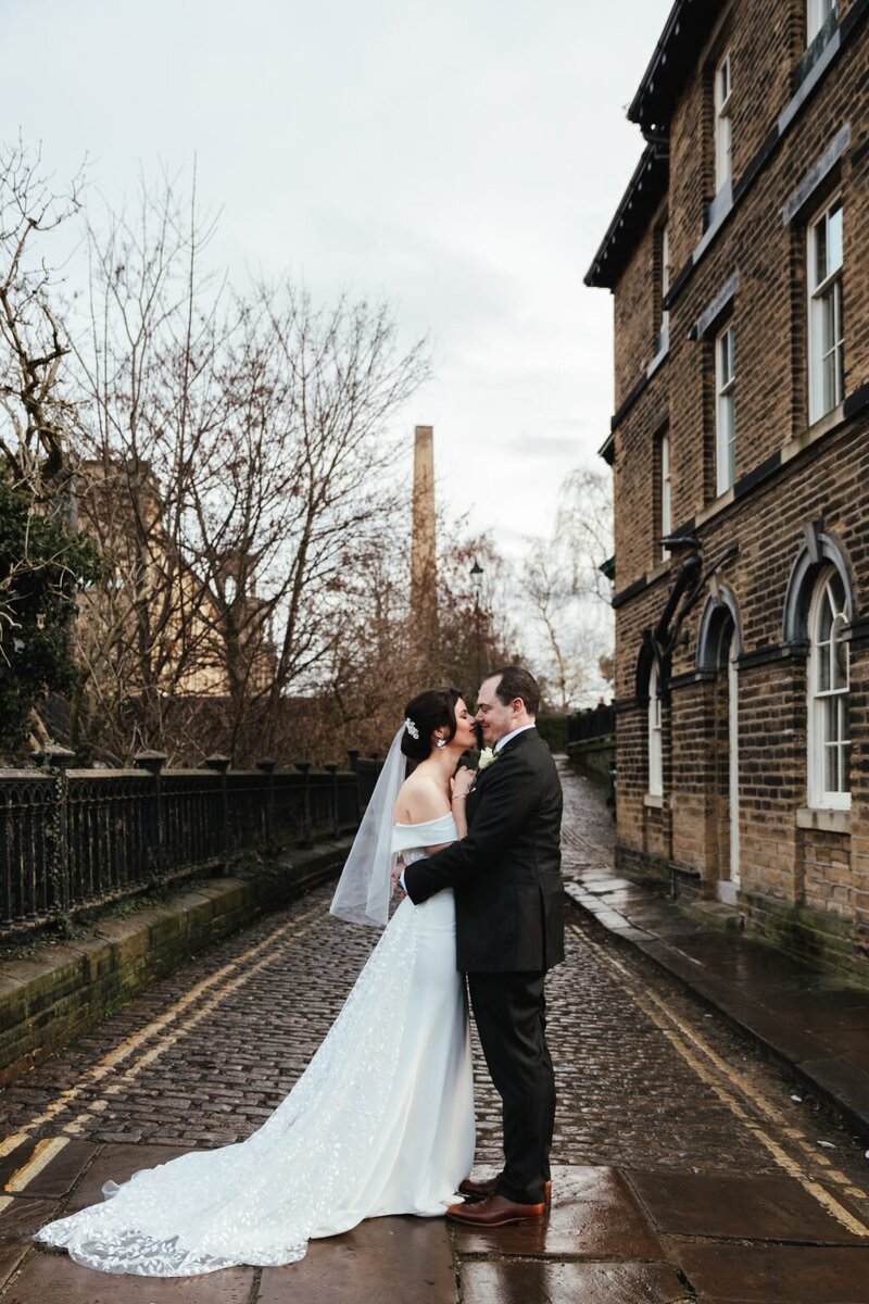 Bride and Groom at Victoria Hall Saltaire