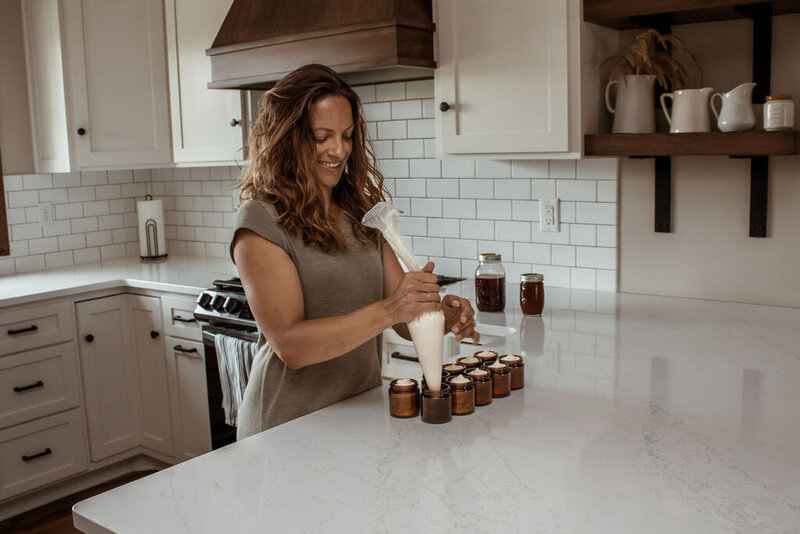 Woman making holistic tallow skincare Indiana