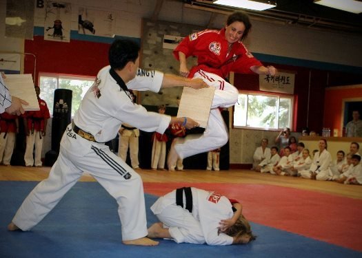 Lori Young is a black belt in Taekwondo