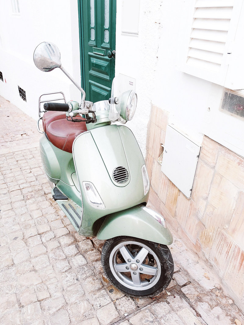 Green vespa scooter