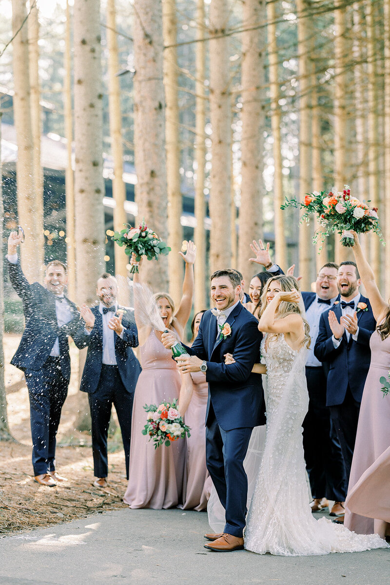 Shepherd's Hollow wedding bride and groom  with bridal party