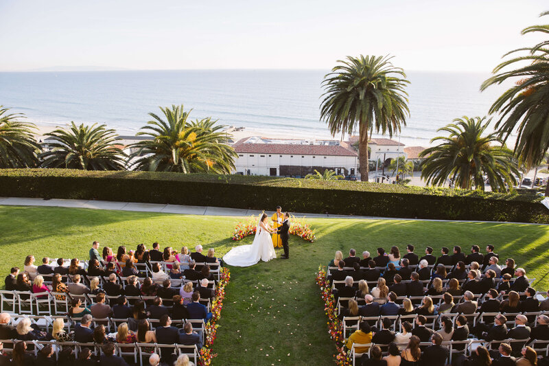 Wedding ceremony overlooking the ocean at