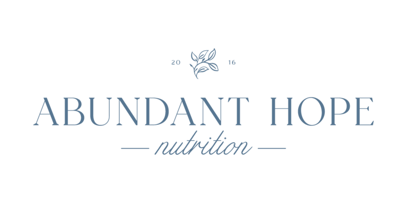 Logo with simple branch icon and text "Abundant Hope Nutrition"