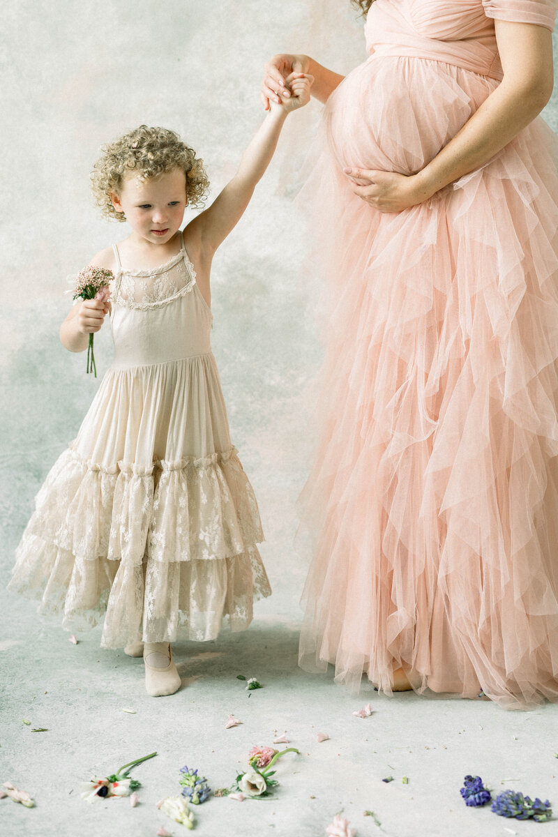 timeless maternity portrait in minimalist studio with handmade backdrop — Miami maternity photographer Sandra Vallejo