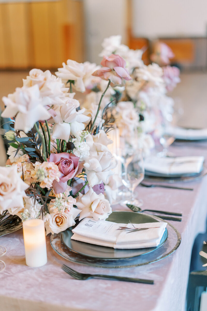 Floral centerpiece at wedding reception