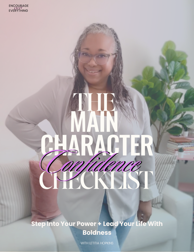 Letitia Hopkins in a confident Main Character Energy pose with bold title “Step Into Your Power – Lead Your Life With Boldness.