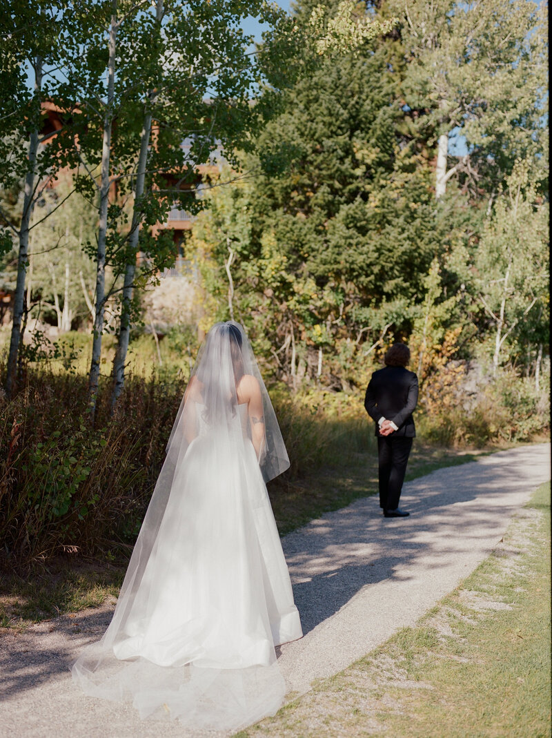 Bride holding florals