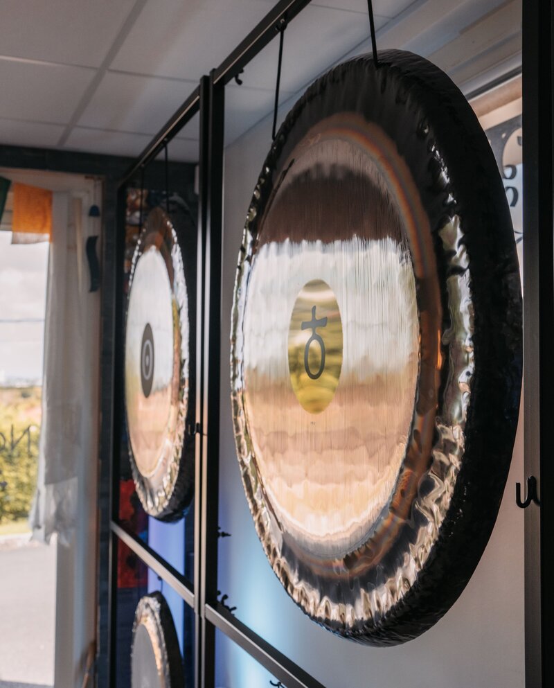 Zoom sur les gongs Paiste Sun et Earth