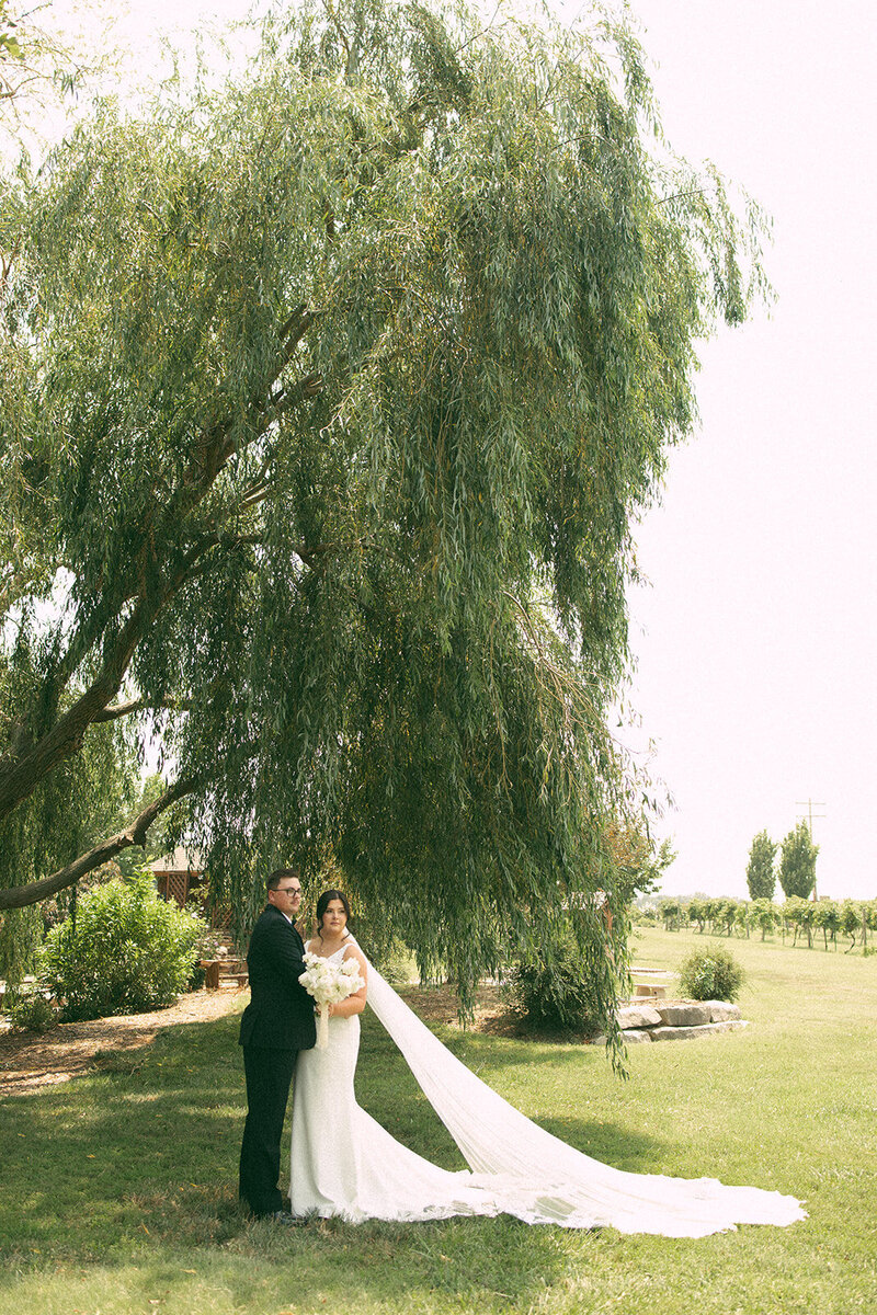 Ashley Cole photographs bride and groom at Prairie Hill Vineyard in Colwich, Kansas