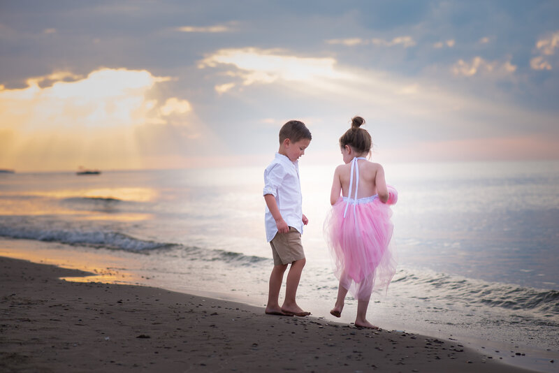 Sodus Point Beach NY, Siblings, Family Photography, Beach Photography, sunset photography Child Photography