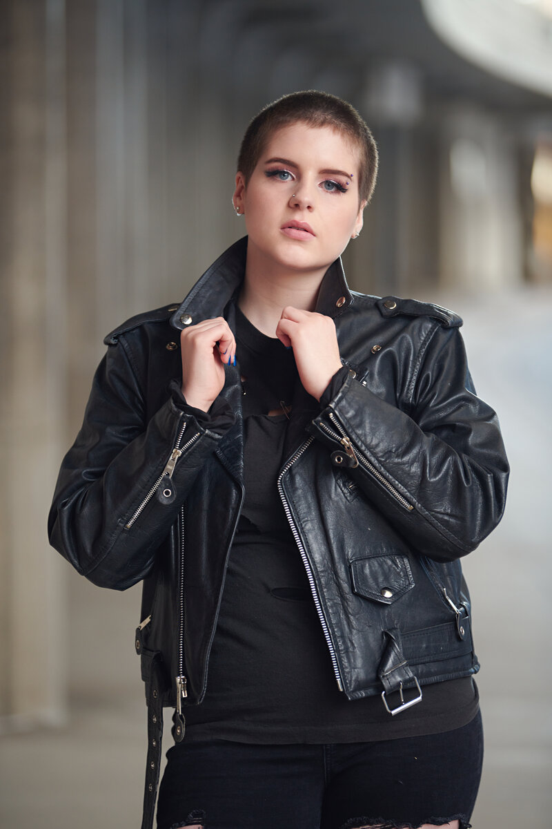 leather jacket senior pictures