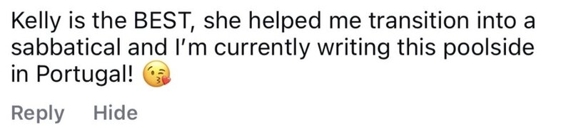 A client testimonial sharing their transformational experience with Kelly Maglaya's coaching program, highlighting personal growth and success.
