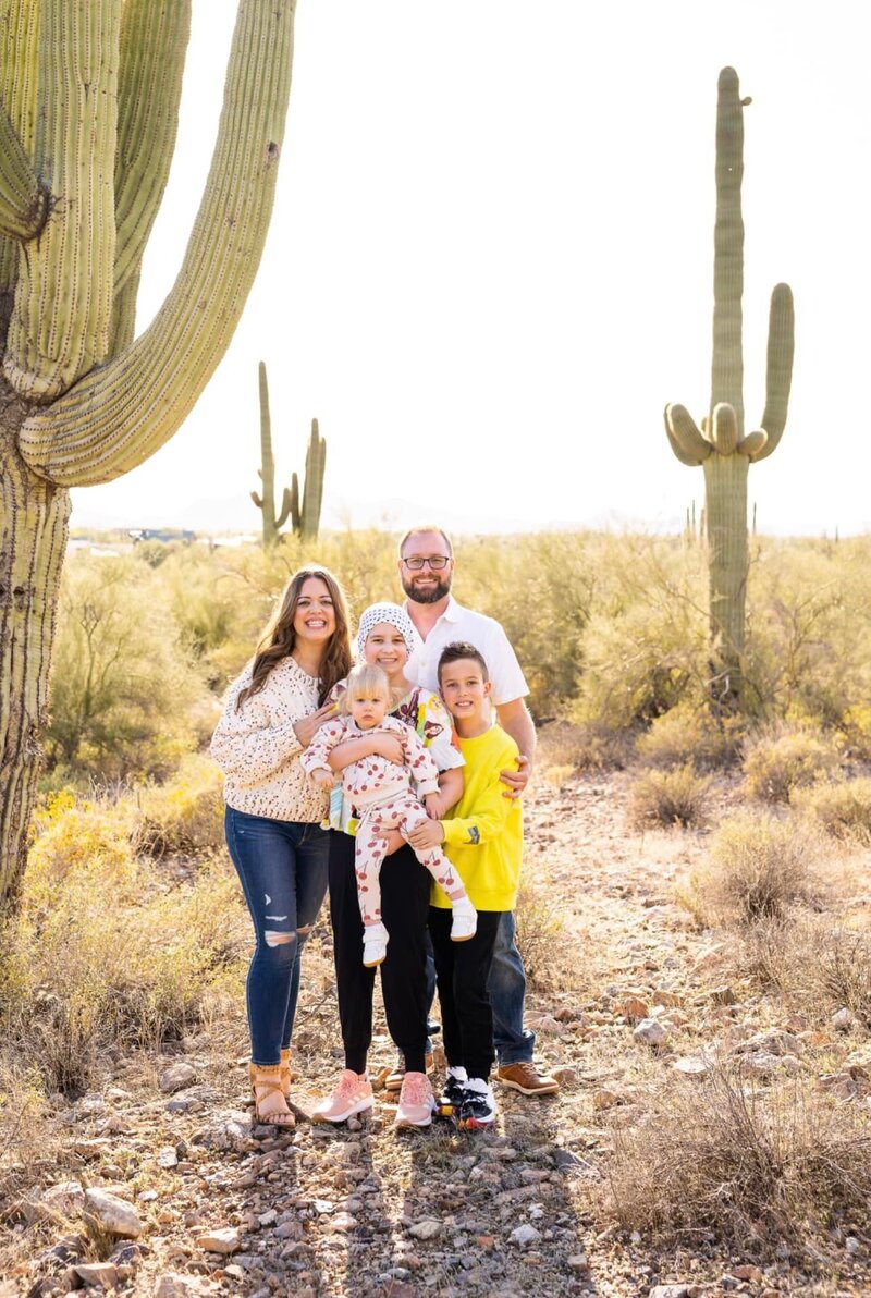 heather with her family in the Arizona desert
