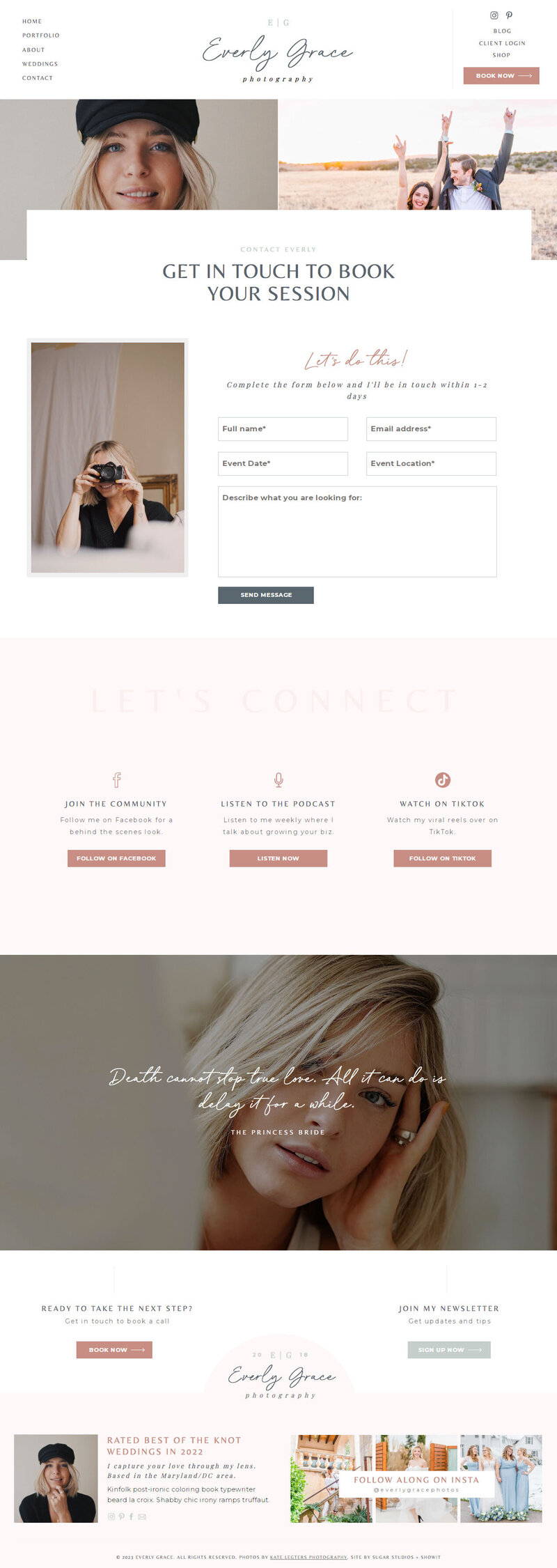 Fully customizable contact page for Showit websites