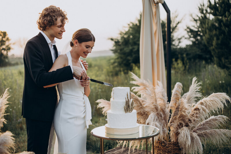 young-couple-cutting-their-wedding-cake