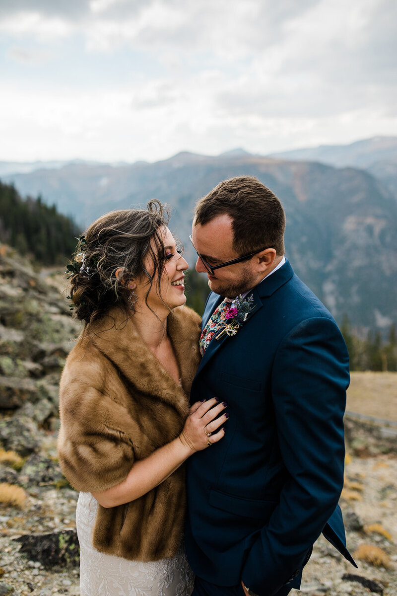 intimate wedding day bride and groom portraits in montana