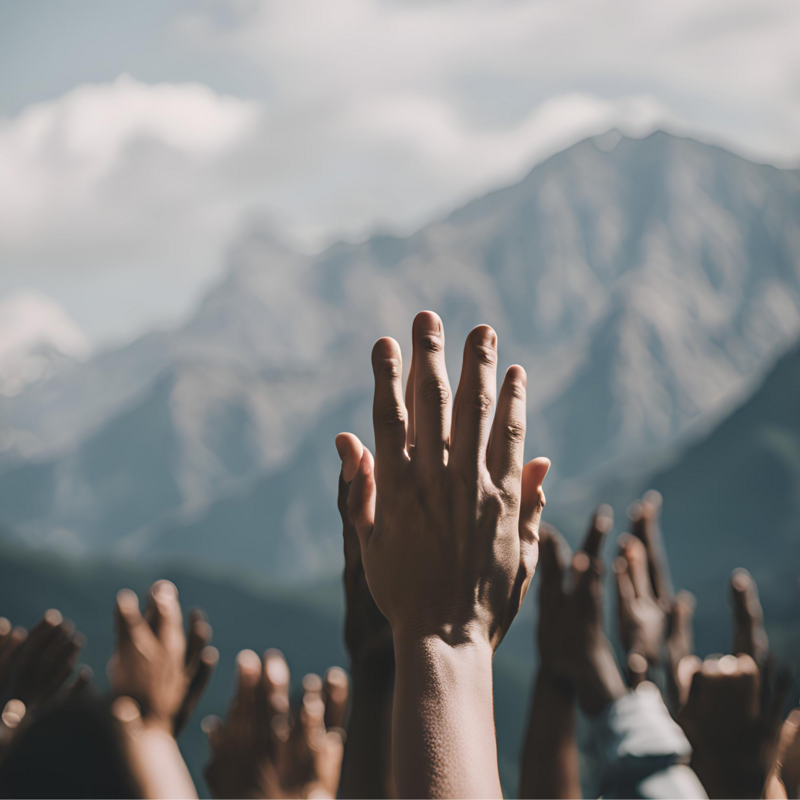 Hands Raised in worship and praise to Jesus