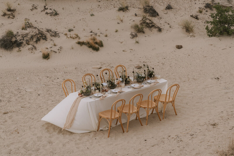 intimate tablescape in private desert canyon