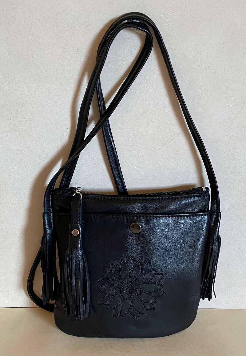 Sac Cuir en Bandoulière Tournesol noir