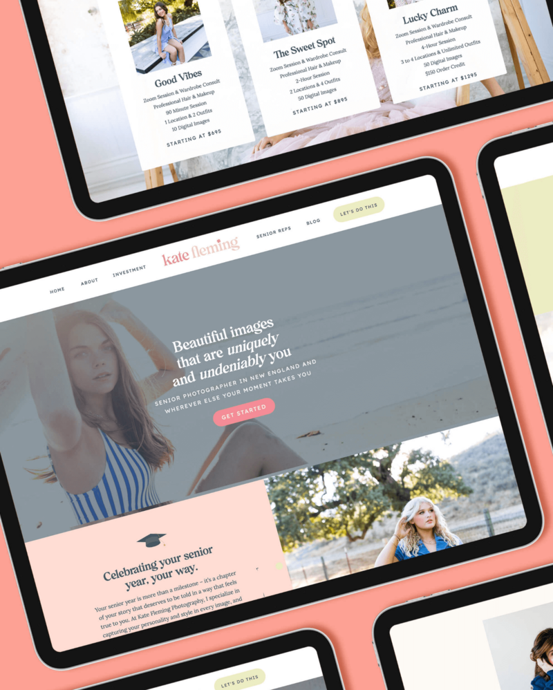 fun and unique web design for new-england  senior photographer