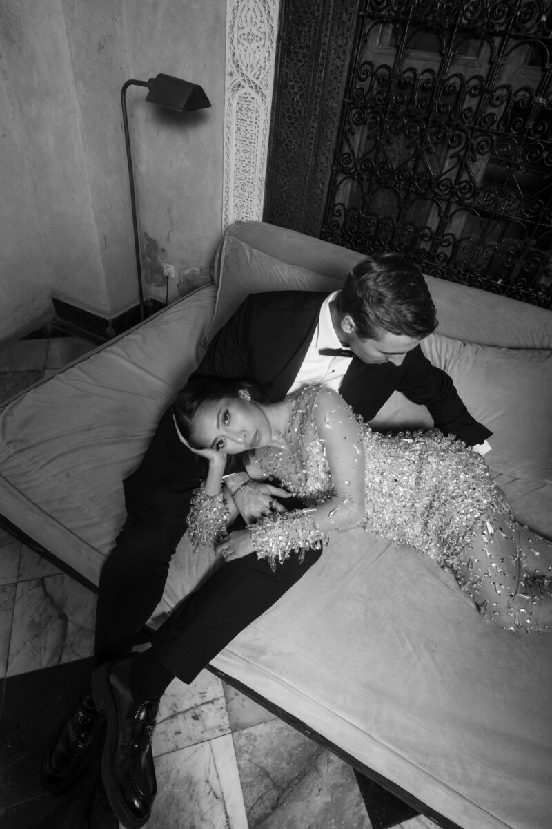 B&W Image of Bride and Groom