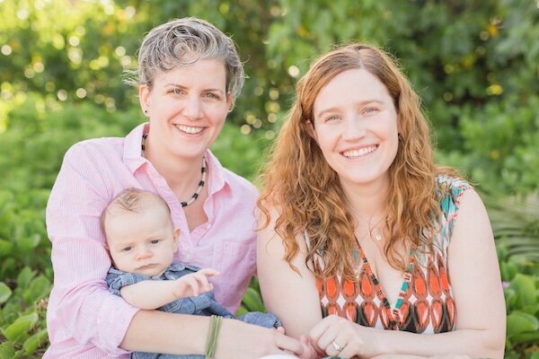photo session image of two women and a baby getting photos in Maui