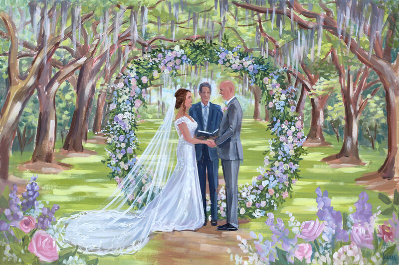 Live Wedding Paintings by Ben Keys | Chelsea and Anthony, Legare Waring House, Charleston, SC, web