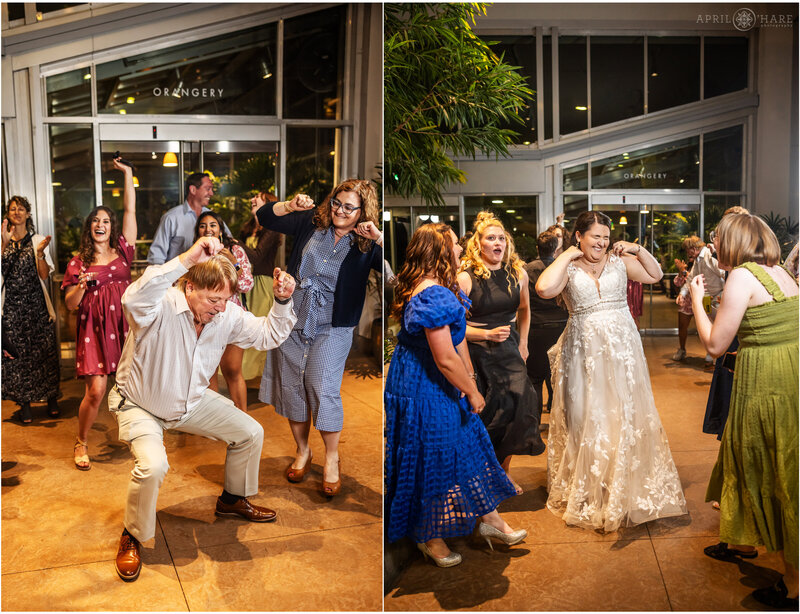 Wedding dance floor photos at Marnie's Pavilion at Denver Botanic Gardens