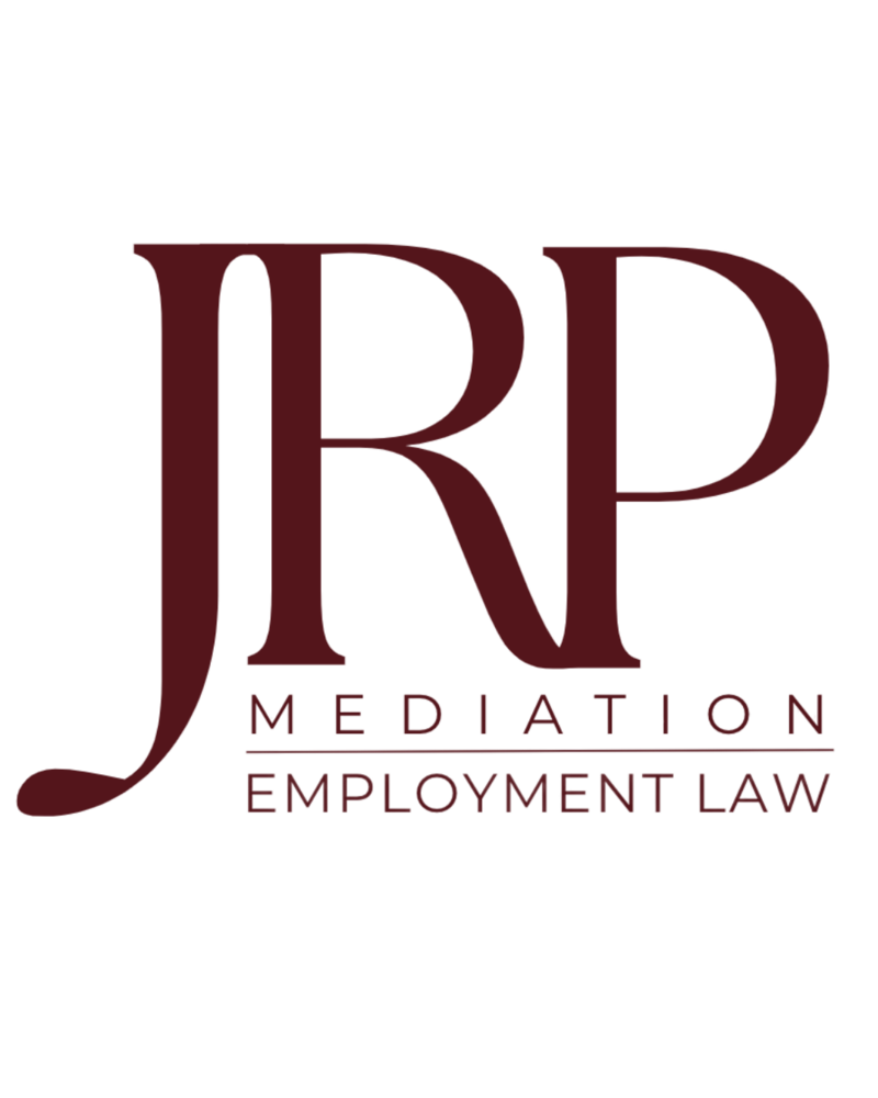 alt="JRP Mediation and Employment Law logo featuring stylized JRP letters in burgundy with the words Mediation and Employment Law underneath"