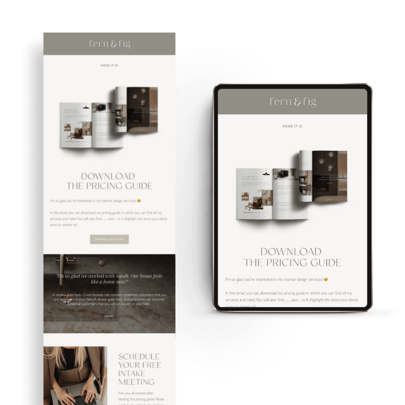Freebie email template interior design