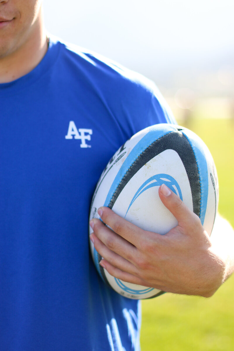 AF logo close up and rugby ball - Zoomie Rugby