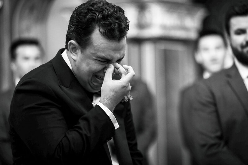 Groom sobs when he see his bride walking down the aisle