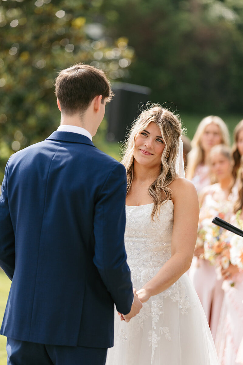 Bride and groom during Nashville countryside wedding ceremony