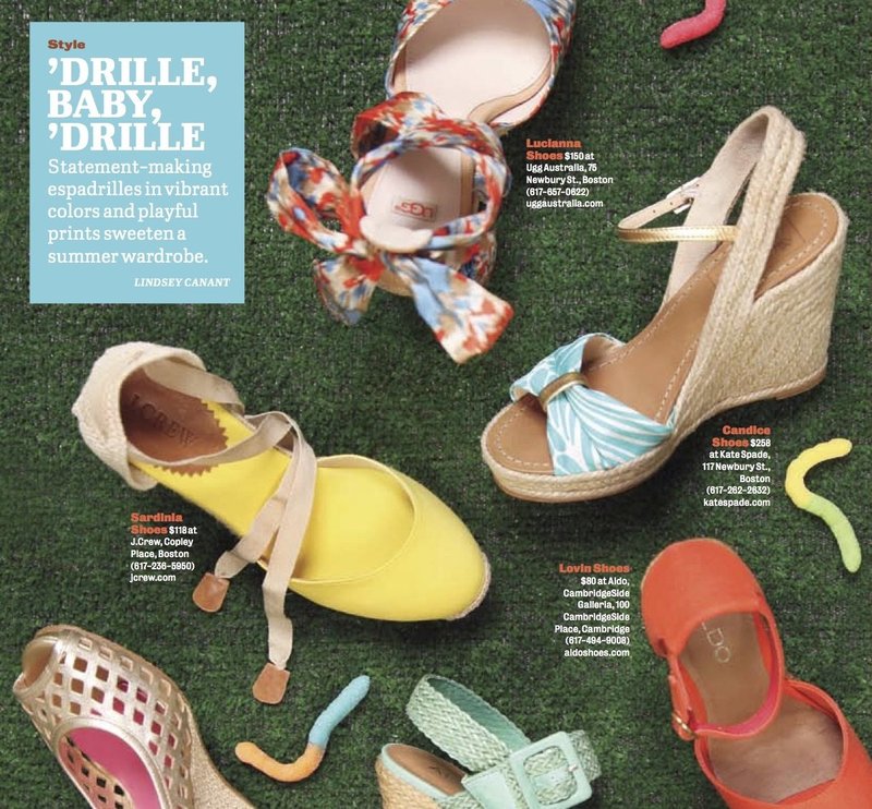A magazine editorial showing colorful summer shoe trends for women