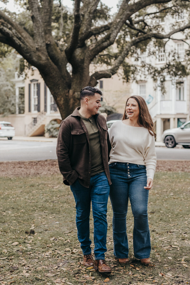 couple walking in savannah