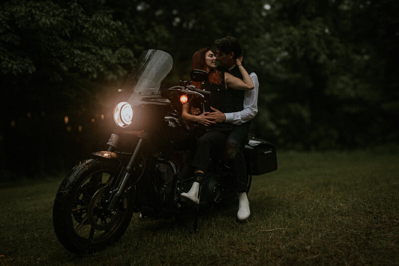 26_Eagle_River_Wisconsin_Lake_Cabin_Rainy_Engagement_Photos_Motorcycles_Harley_Davidson_James_ Stokes_Photograhy_WI.24