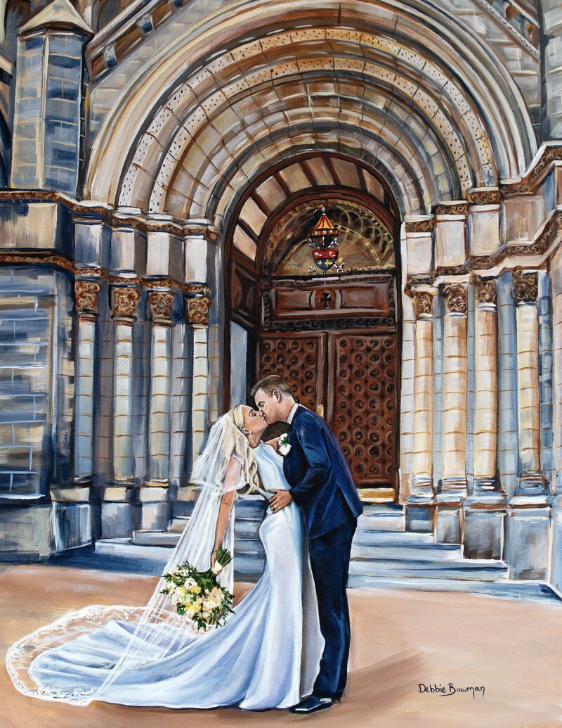 Painting of a bride and groom at Coronado in St. Louis 
