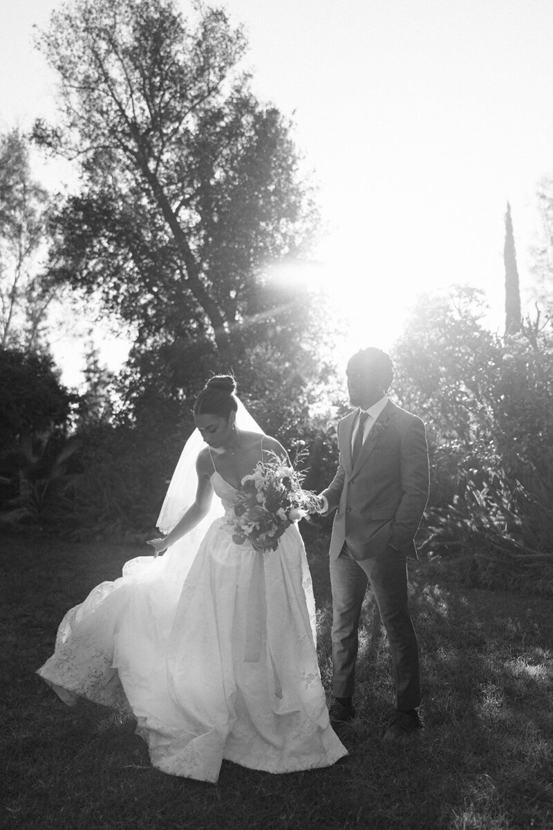 Sunset photo of newlywed couple in orange county wedding