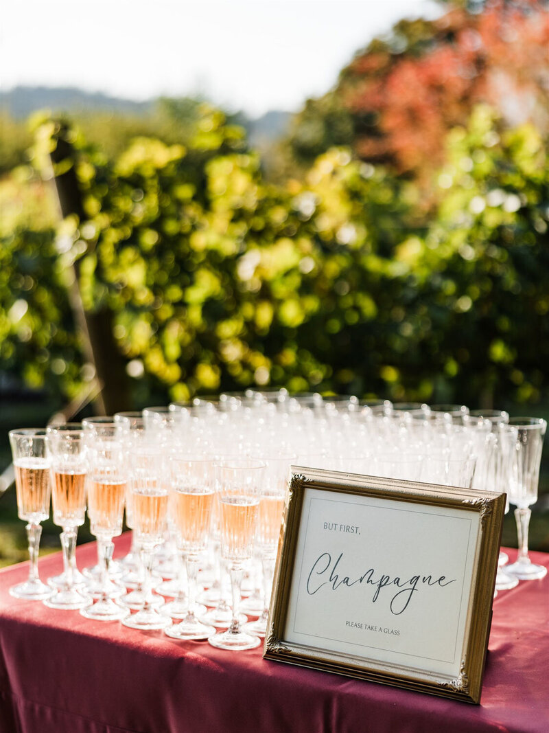 Champagne glasses full of champagne