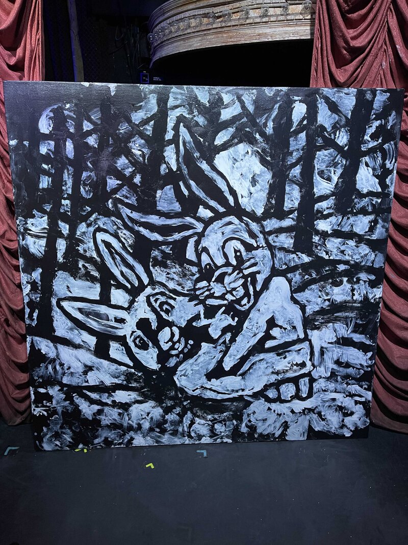 Brent Ray Fraser Performing Live Painting Easter Bunny at the Box NYC 2021 - 08