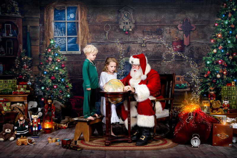 Boy Girl Paint Wooden Toys Workshop Santa Claus